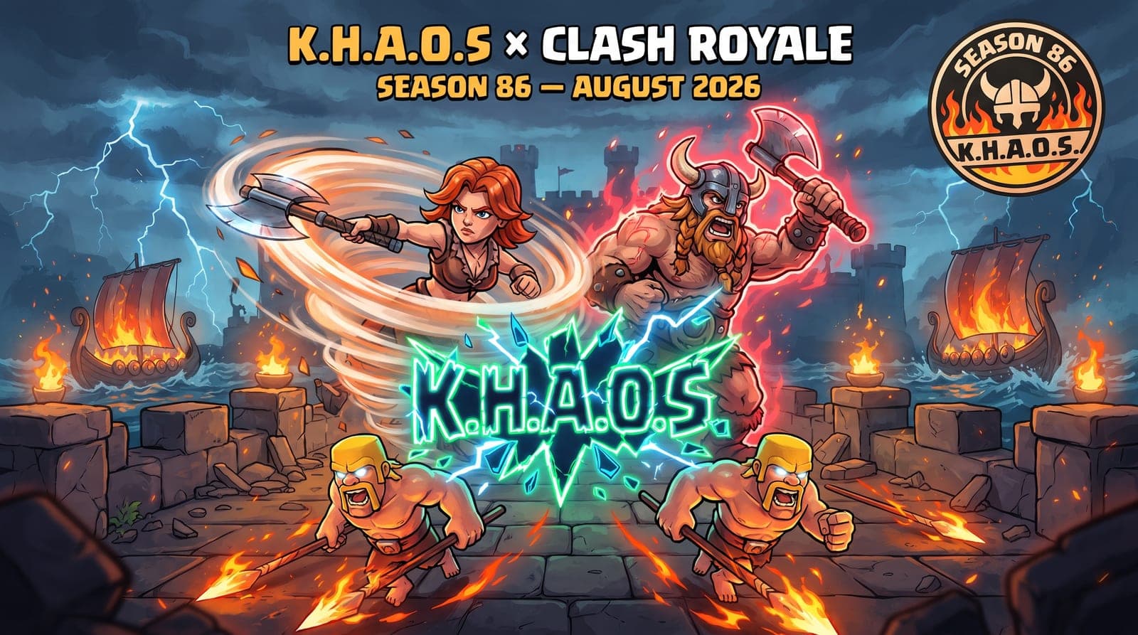 Clash Royale K.H.A.O.S Season 86 (August 2026): Hero Valkyrie, Hero Berserker, Evo Elite Barbarians & All Events
